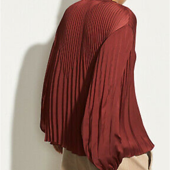 NWT VINCE CHEVRON PLEATED WOMEN BLOUSE SIZE S $295 - Picture 4 of 8